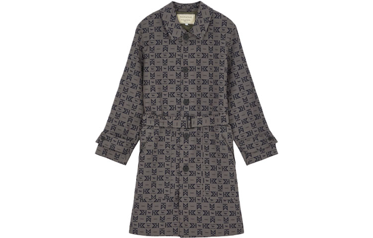 (Women) Maison Kitsune FW21  Gray Slim-Fit Trench Coat with Notched Lapel EU02214WM3003-AN