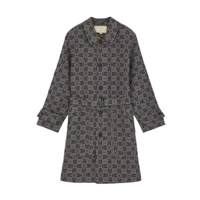 (Women) Maison Kitsune FW21 Gray Slim-Fit Trench Coat with Notched Lapel EU02214WM3003-AN