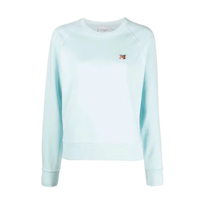 (Women) Maison Kitsune FW21 Pullover Solid Long Sleeve Sweatshirt Light Blue HW00315KM0001-P400