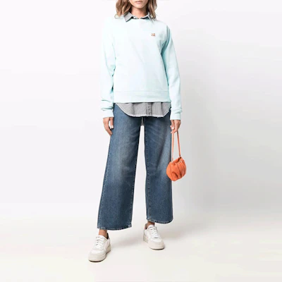 (Women) Maison Kitsune FW21 Pullover Solid Long Sleeve Sweatshirt Light Blue HW00315KM0001-P400 Lookbook (Women) Maison Kitsune FW21 Pullover Solid Long Sleeve Sweatshirt Light Blue HW00315KM0001-P400
