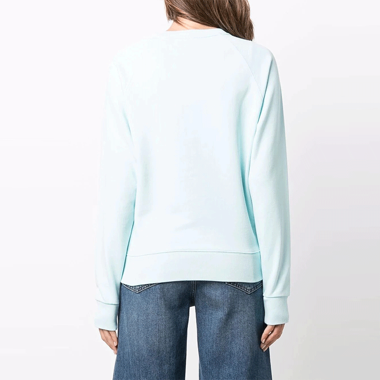 Shop (Women) Maison Kitsune FW21 Pullover Solid Long Sleeve Sweatshirt Light Blue HW00315KM0001-P400