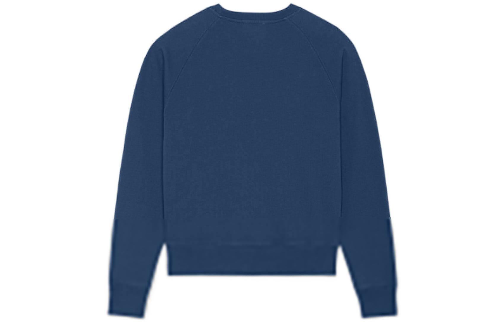 Lookbook (W) 메종 키츠네 FW22 여성용 블루 크루넥 폭스 패치 스웨트셔츠 JW00319KM0001-P468