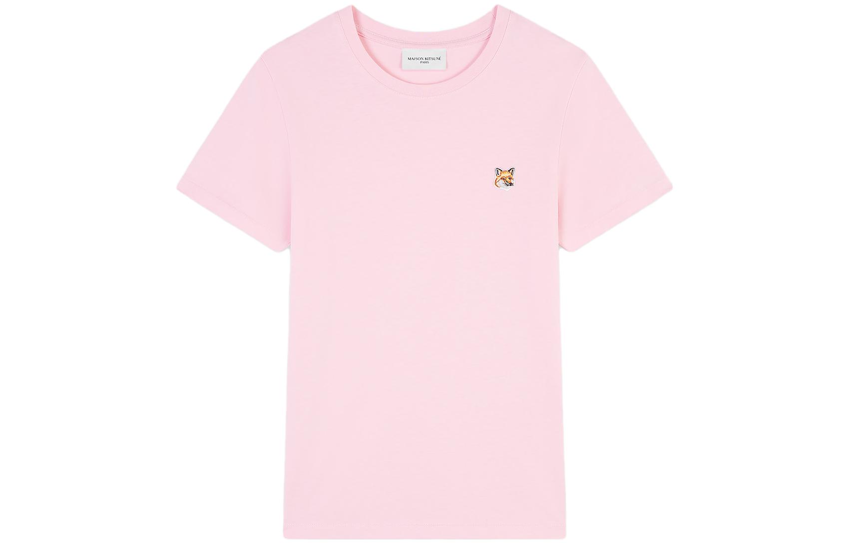(Women) Maison Kitsune FW23  Fox Patch Pink Short Sleeve T-Shirt LW00105KJ0008-P603