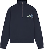 (Women) Maison Kitsune FW24 Navy Blue Embroidered Oversized Long Sleeve Sweater NW00305KM0325-P480 (Women) Maison Kitsune FW24 Navy Blue Embroidered Oversized Long Sleeve Sweater NW00305KM0325-P480