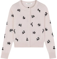 (Women) Maison Kitsune FW24 Embroidered Ribbed Knit Cotton Sweater Women Off-White NW00504KF0001-P705 (Women) Maison Kitsune FW24 Embroidered Ribbed Knit Cotton Sweater Women Off-White NW00504KF0001-P705
