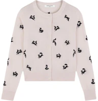 Order (W) 메종 키츠네 FW24 자수 리브드 니트 코튼 스웨터 여성용 오프화이트 NW00504KF0001-P705