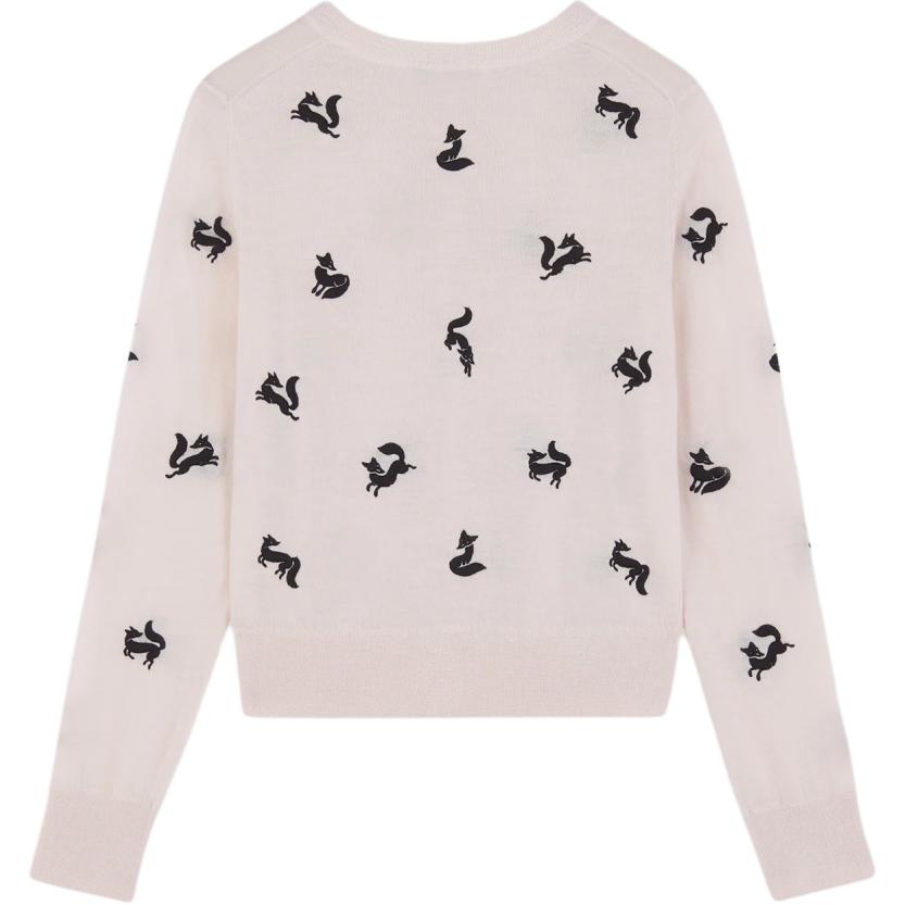 Lookbook (W) Maison Kitsune FW24 刺繡羅紋針織棉質女款毛衣 米白色 NW00504KF0001-P705