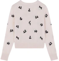 Lookbook (W) 메종 키츠네 FW24 자수 리브드 니트 코튼 스웨터 여성용 오프화이트 NW00504KF0001-P705