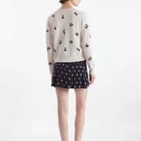 Purchase (W) 메종 키츠네 FW24 자수 리브드 니트 코튼 스웨터 여성용 오프화이트 NW00504KF0001-P705