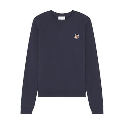 (Women) Maison Kitsune FW24 Logo Crewneck Pullover Sweatshirt Navy Blue LW00302KM0001-P476