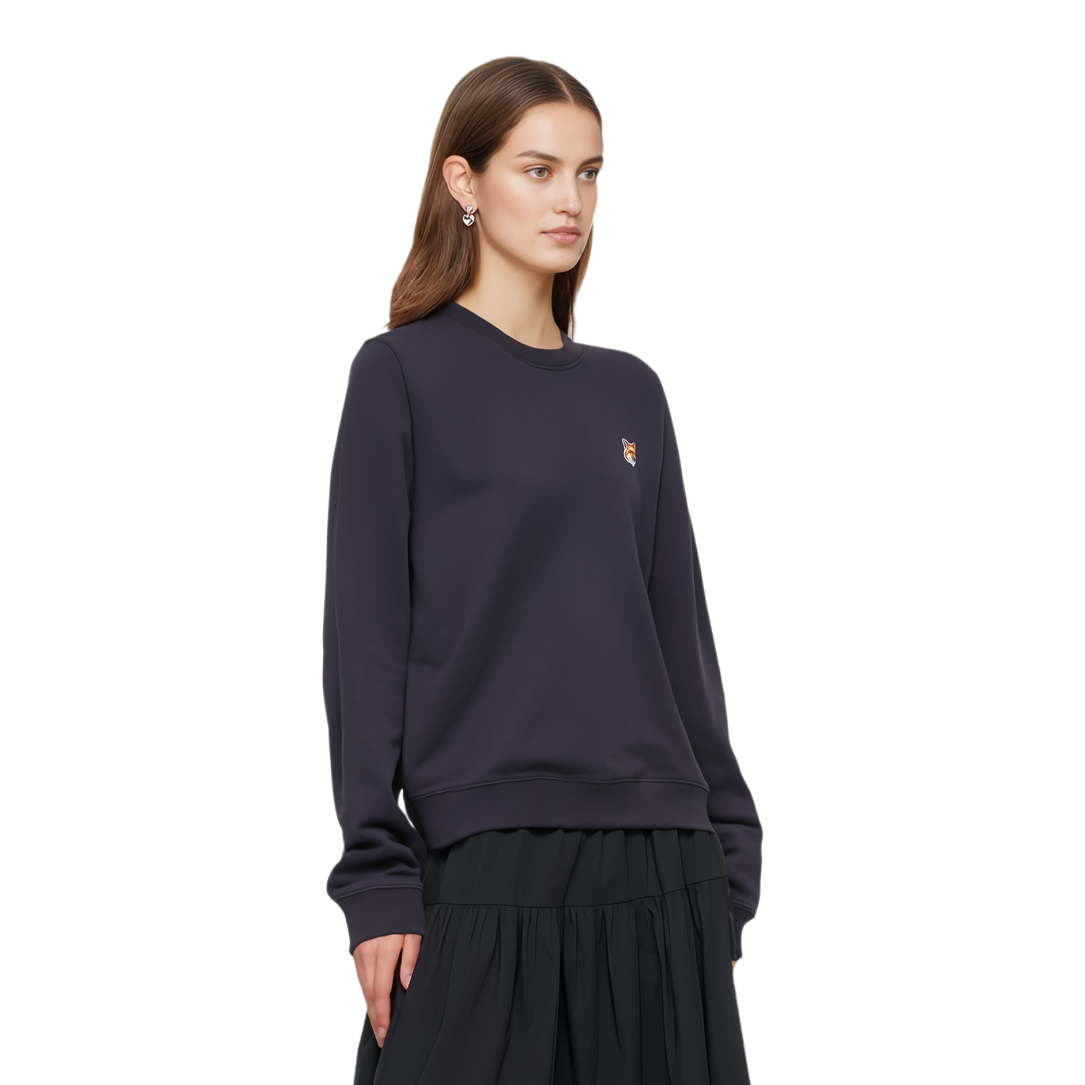 Shop (W) Sudadera Azul Marino Maison Kitsune FW24 Logo Crewneck Pullover. LW00302KM0001-P476