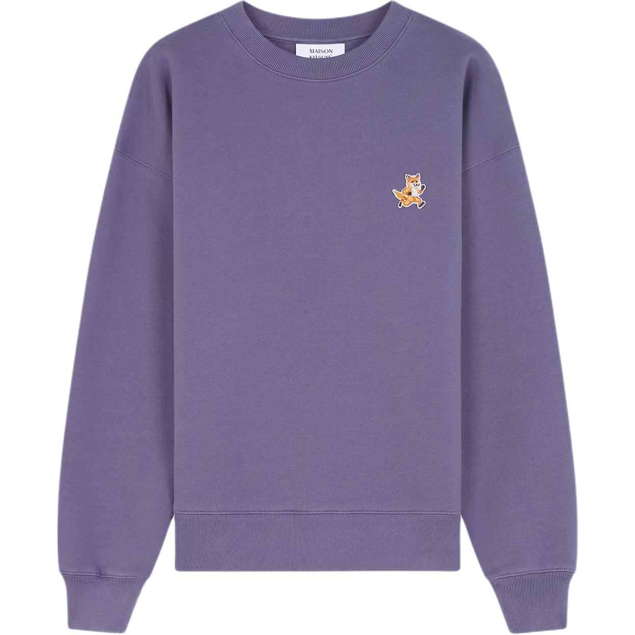 (Women) Maison Kitsune FW24 Patch Comfortable Long-Sleeve Sweatshirt Aster Blue MW00309KM0307-P549