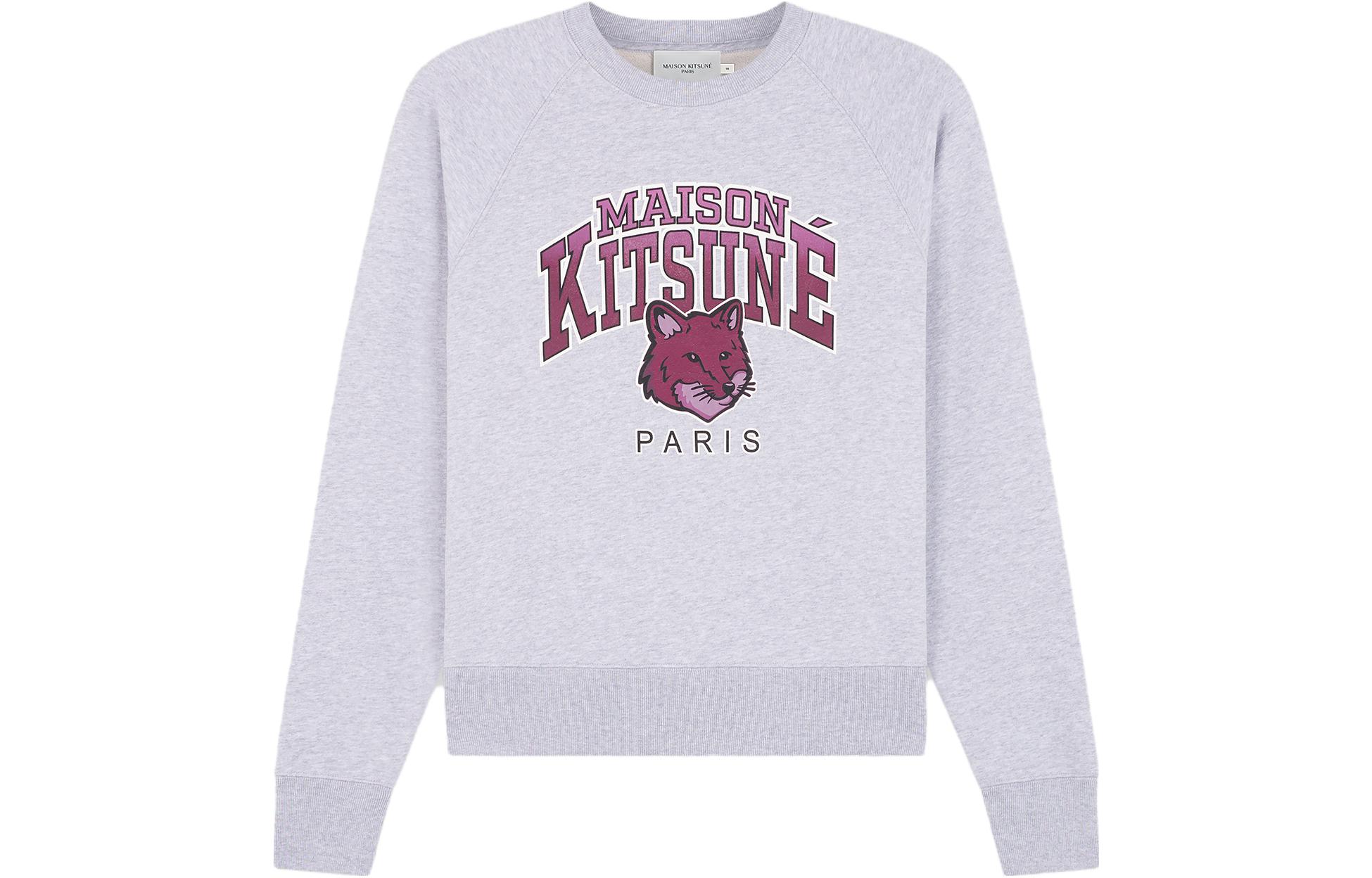 (Women) Maison Kitsune Grey Alphabet Cartoon Graphic Pullover Sweatshirt for Women LW00301KM0001-H120