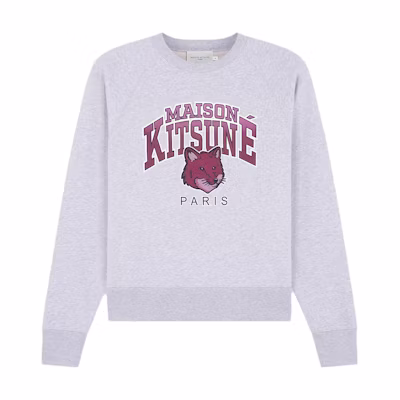 (Women) Maison Kitsune Grey Alphabet Cartoon Graphic Pullover Sweatshirt for Women LW00301KM0001-H120