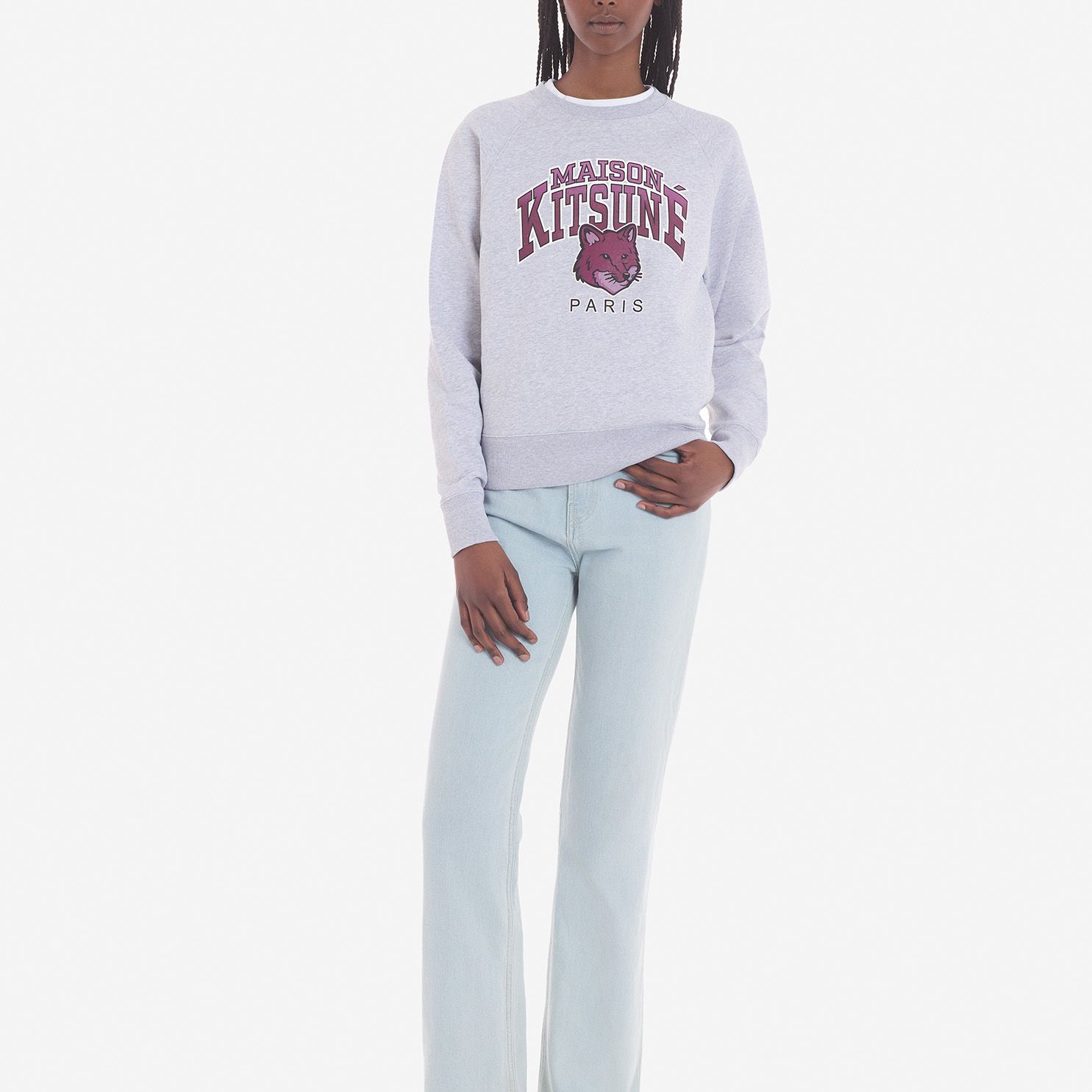 Purchase (Women) Maison Kitsune Grey Alphabet Cartoon Graphic Pullover Sweatshirt for Women LW00301KM0001-H120