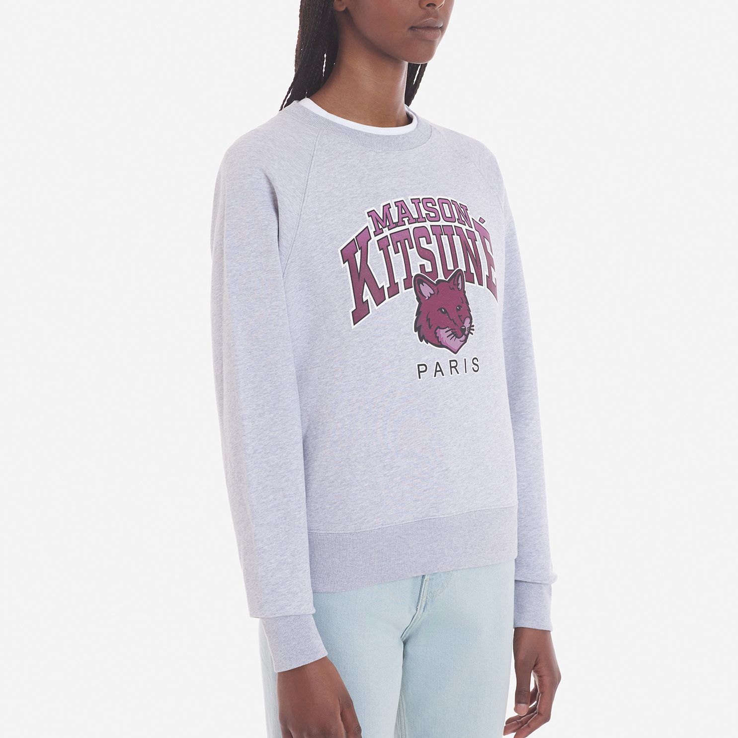 Sizing (Women) Maison Kitsune Grey Alphabet Cartoon Graphic Pullover Sweatshirt for Women LW00301KM0001-H120