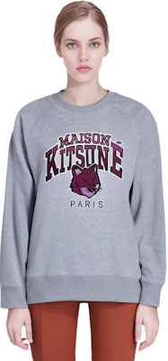 (Women) Maison Kitsune Grey Alphabet Cartoon Graphic Pullover Sweatshirt for Women LW00301KM0001-H120 1