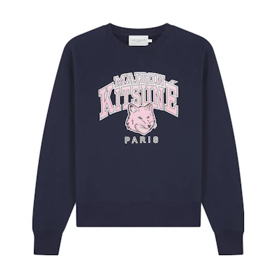 (Women) Maison Kitsune Navy Blue Pullover Sweatshirt with Printed Logo LW00301KM0001-P480