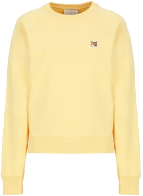 (W) Maison Kitsune Baju Sweatshirt Leher Bulat Wanita Kuning dengan Sulaman Fox AW00303KM0001-P724 Order (W) Maison Kitsune Baju Sweatshirt Leher Bulat Wanita Kuning dengan Sulaman Fox AW00303KM0001-P724