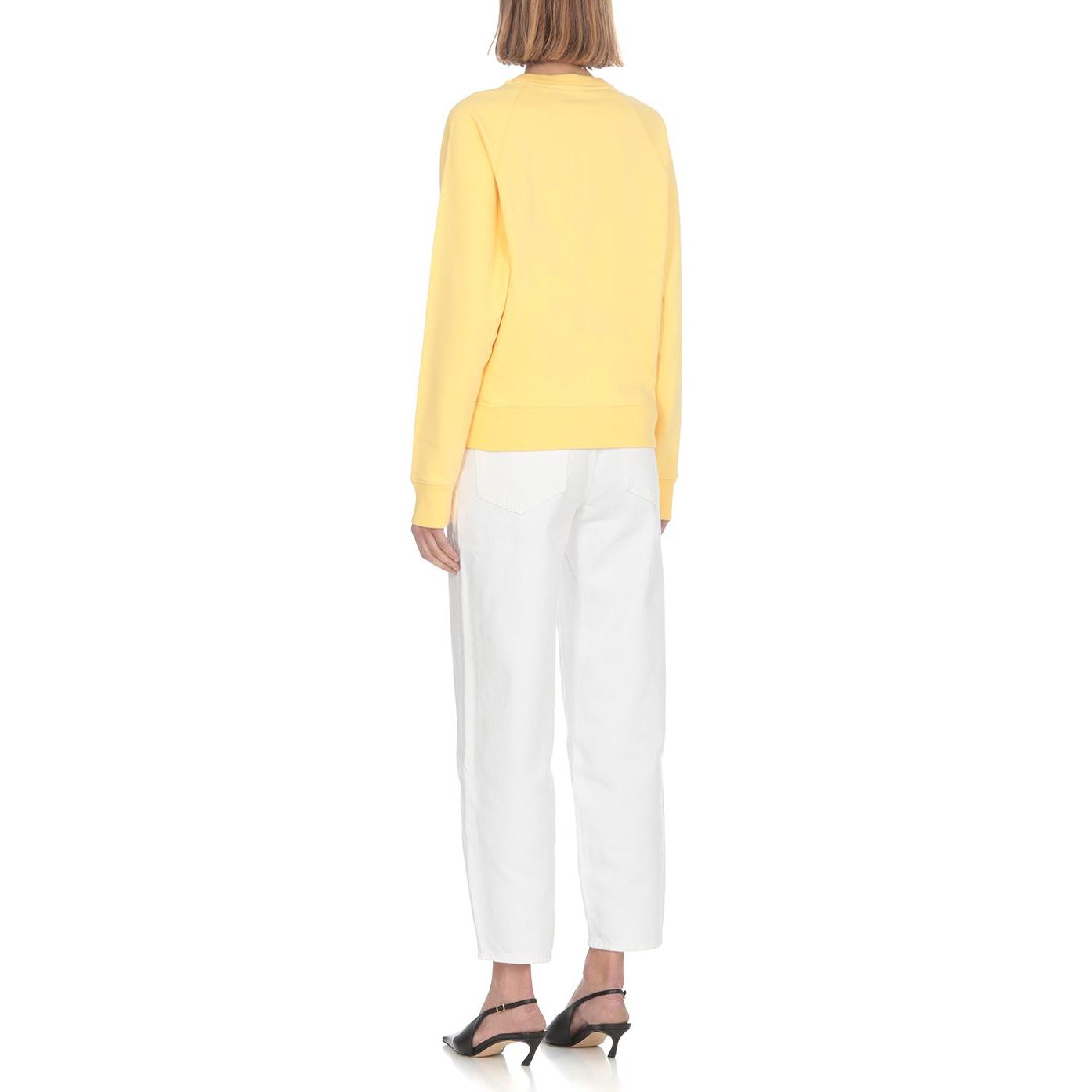 Shop (W) Maison Kitsune Baju Sweatshirt Leher Bulat Wanita Kuning dengan Sulaman Fox AW00303KM0001-P724