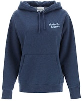 (Women) Maison Kitsune SS22 Blue Hoodie with Solid Color Logo Print Design IU00330KM0020NM (Women) Maison Kitsune SS22 Blue Hoodie with Solid Color Logo Print Design IU00330KM0020NM