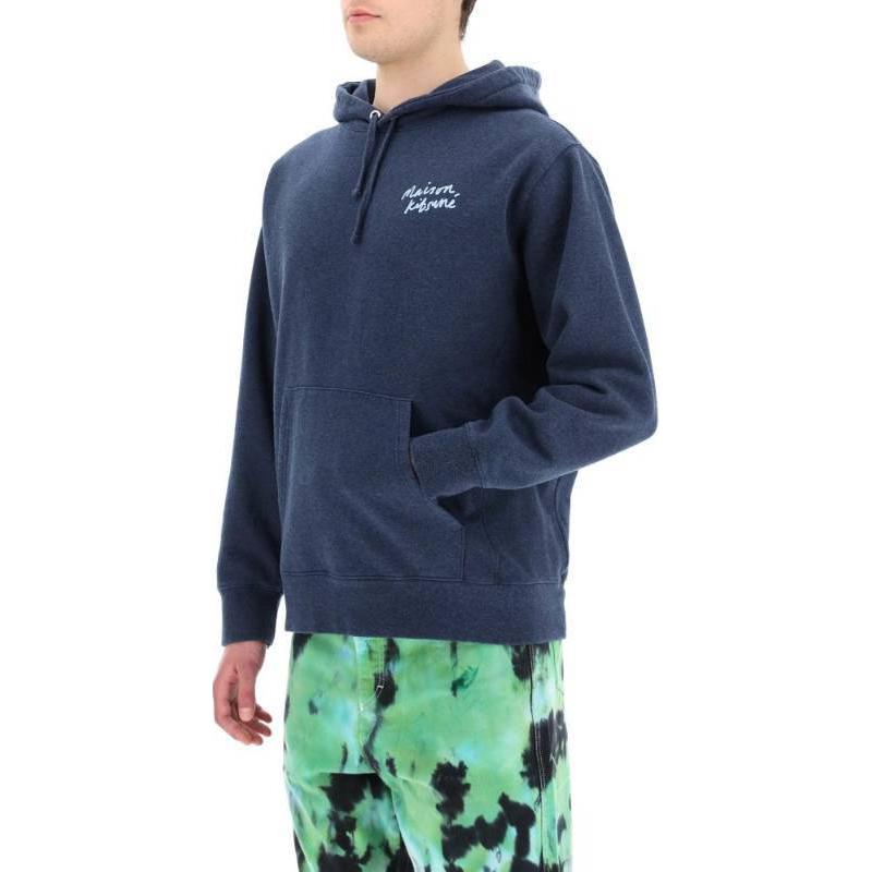 Details for (W) Maison Kitsune SS22 Hoodie Biru dengan Rekaan Cetakan Logo Warna Solid IU00330KM0020NM
