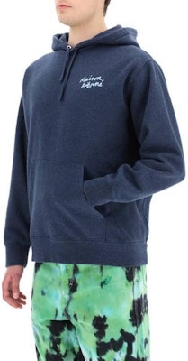 (W) Maison Kitsune SS22 Hoodie Biru dengan Rekaan Cetakan Logo Warna Solid IU00330KM0020NM Details for (W) Maison Kitsune SS22 Hoodie Biru dengan Rekaan Cetakan Logo Warna Solid IU00330KM0020NM