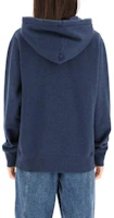 Sizing (W) 메종 키츠네 SS22 블루 후디 솔리드 컬러 로고 프린트 디자인 IU00330KM0020NM