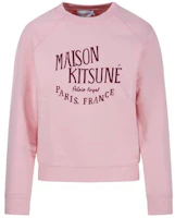 (Women) Maison Kitsune SS23 Pink Sweatshirt with Solid Color and Letter Print LW00304KM0001P603 (Women) Maison Kitsune SS23 Pink Sweatshirt with Solid Color and Letter Print LW00304KM0001P603