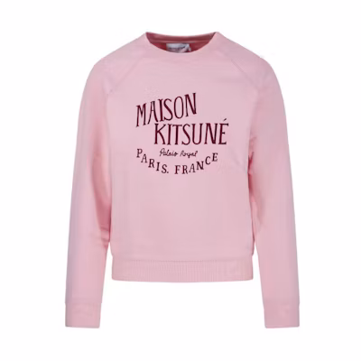 (Women) Maison Kitsune SS23 Pink Sweatshirt with Solid Color and Letter Print LW00304KM0001P603