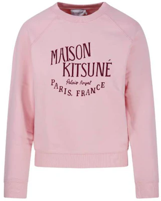(Women) Maison Kitsune SS23 Pink Sweatshirt with Solid Color and Letter Print LW00304KM0001P603 Order (Women) Maison Kitsune SS23 Pink Sweatshirt with Solid Color and Letter Print LW00304KM0001P603