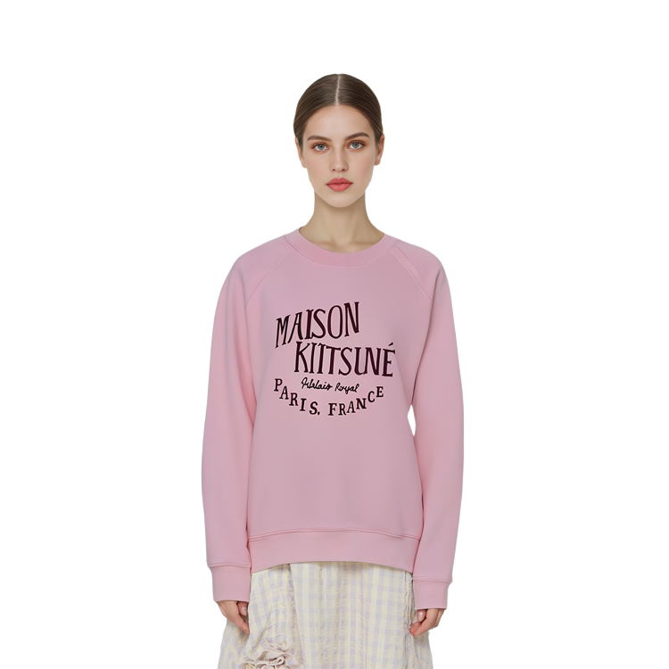 Purchase (Women) Maison Kitsune SS23 Pink Sweatshirt with Solid Color and Letter Print LW00304KM0001P603