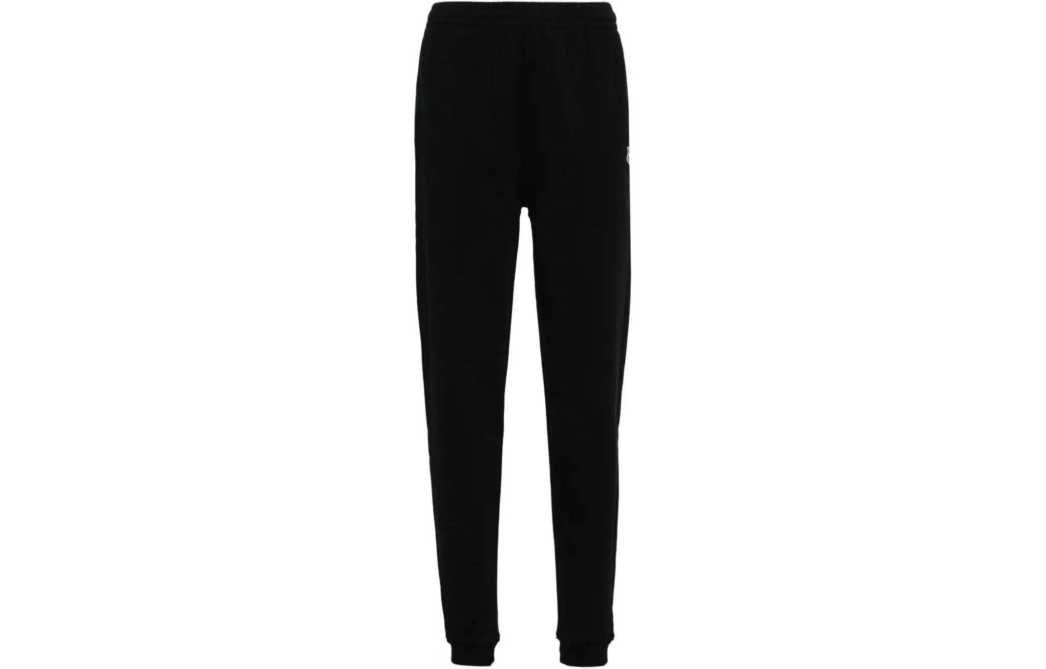 (Women) Maison Kitsune SS24  Black Jogger Sweatpants with Ribbed Embellishments MW01109KM0001-P199