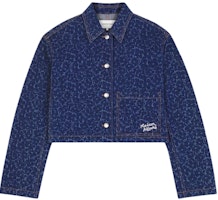 (Women) Maison Kitsune SS24 Blue Embroidered Short Printed Button Jacket. MW02113WW5024-O010 (Women) Maison Kitsune SS24 Blue Embroidered Short Printed Button Jacket. MW02113WW5024-O010