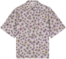 (Women) Maison Kitsune SS24 Floral Print Button-Up Short Sleeve Shirt - Light Purple MW00410WC4050-O520 (Women) Maison Kitsune SS24 Floral Print Button-Up Short Sleeve Shirt - Light Purple MW00410WC4050-O520