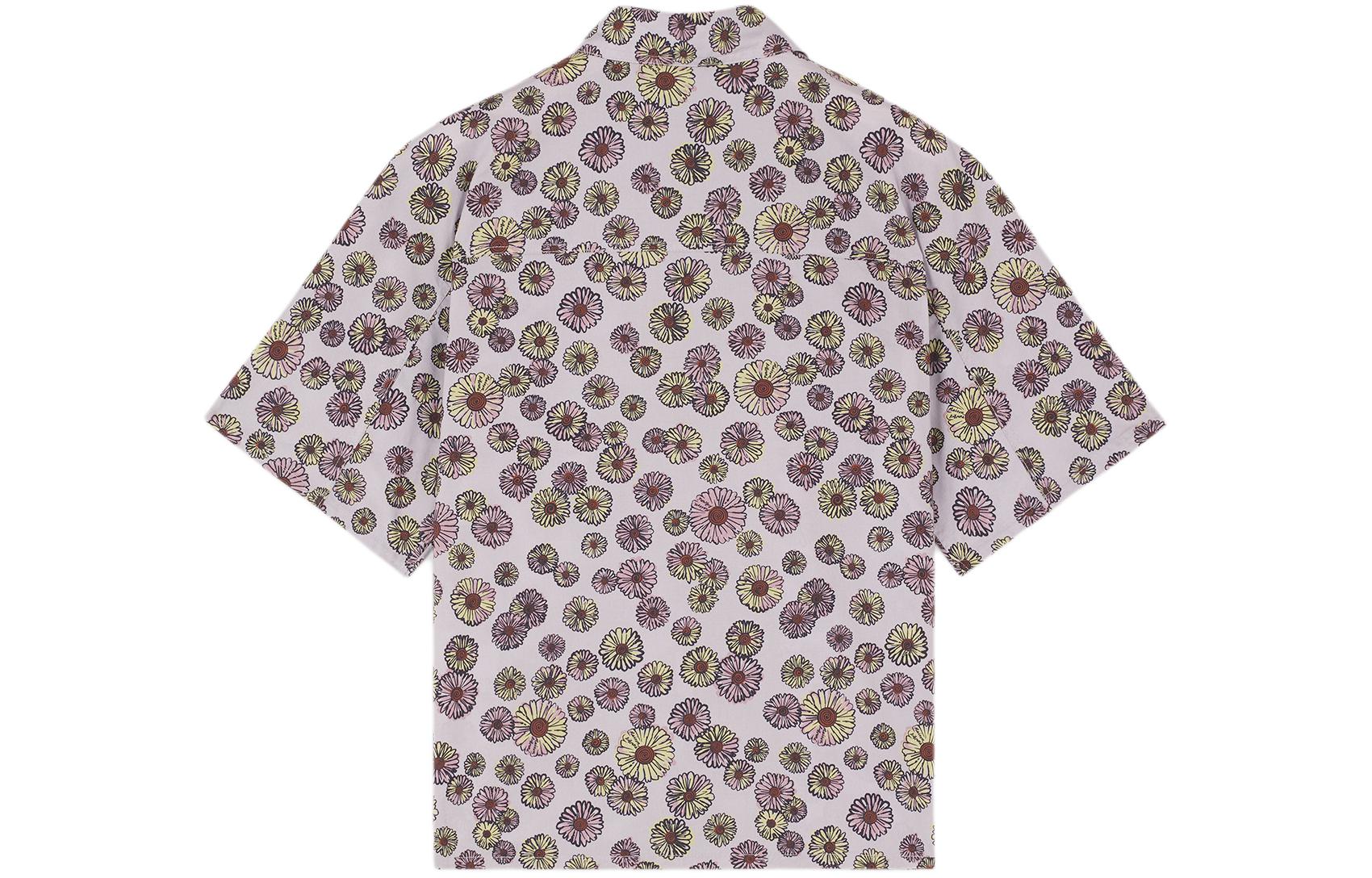 Lookbook (W) Maison Kitsune SS24 Baju Kemeja Cetakan Bunga Lengan Pendek - Ungu Muda MW00410WC4050-O520
