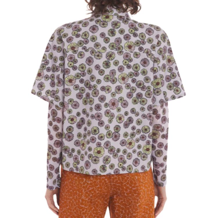 Purchase (W) Maison Kitsune SS24 Baju Kemeja Cetakan Bunga Lengan Pendek - Ungu Muda MW00410WC4050-O520