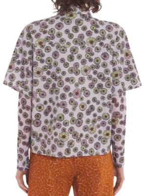 (W) Maison Kitsune SS24 Baju Kemeja Cetakan Bunga Lengan Pendek - Ungu Muda MW00410WC4050-O520 Purchase (W) Maison Kitsune SS24 Baju Kemeja Cetakan Bunga Lengan Pendek - Ungu Muda MW00410WC4050-O520