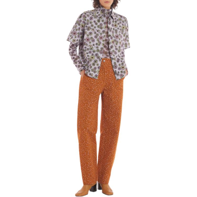 Details for (W) Maison Kitsune SS24 Baju Kemeja Cetakan Bunga Lengan Pendek - Ungu Muda MW00410WC4050-O520