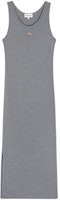 (Women) Maison Kitsune SS24 Gray Ribbed Maxi Slip Dress Little Fox Design MW01602KJ0125-H131 (Women) Maison Kitsune SS24 Gray Ribbed Maxi Slip Dress Little Fox Design MW01602KJ0125-H131