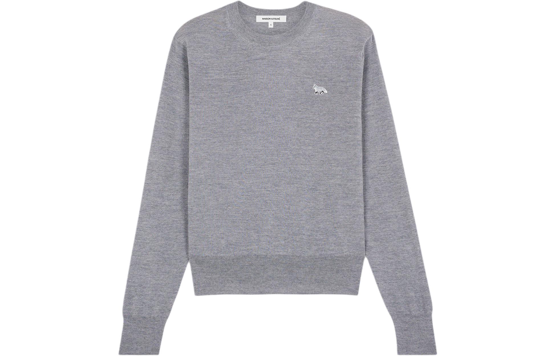 (Women) Maison Kitsune SS24  Logo Embroidered Crewneck Sweatshirt Grey Long Sleeve MW00816KT1036-H131