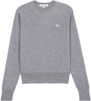 (Women) Maison Kitsune SS24 Logo Embroidered Crewneck Sweatshirt Grey Long Sleeve MW00816KT1036-H131 (Women) Maison Kitsune SS24 Logo Embroidered Crewneck Sweatshirt Grey Long Sleeve MW00816KT1036-H131