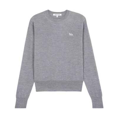 (Women) Maison Kitsune SS24 Logo Embroidered Crewneck Sweatshirt Grey Long Sleeve MW00816KT1036-H131