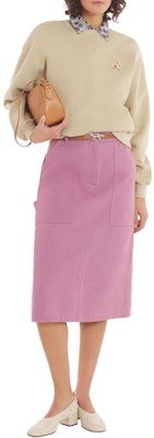 (W) Maison Kitsune SS24 Skirt Denim Lurus Pink Solid Panjang Sederhana MW01502WW5007-P527 Shop (W) Maison Kitsune SS24 Skirt Denim Lurus Pink Solid Panjang Sederhana MW01502WW5007-P527
