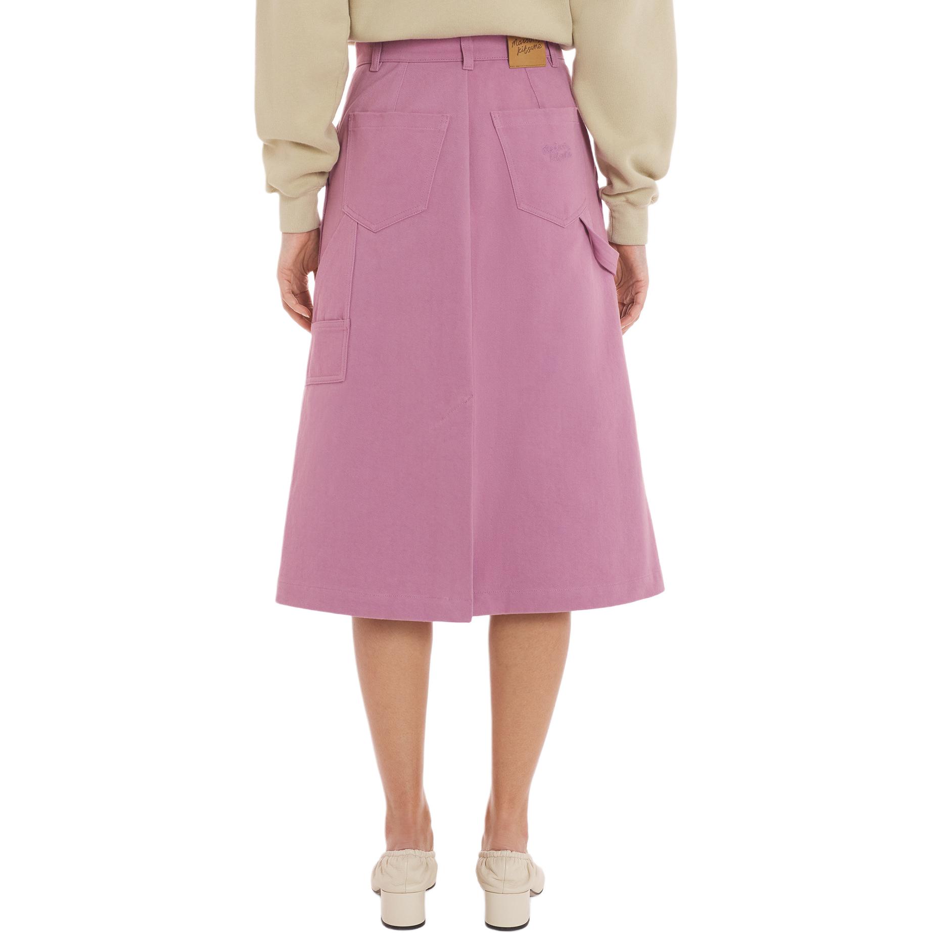 Purchase (W) Maison Kitsune SS24 Skirt Denim Lurus Pink Solid Panjang Sederhana MW01502WW5007-P527