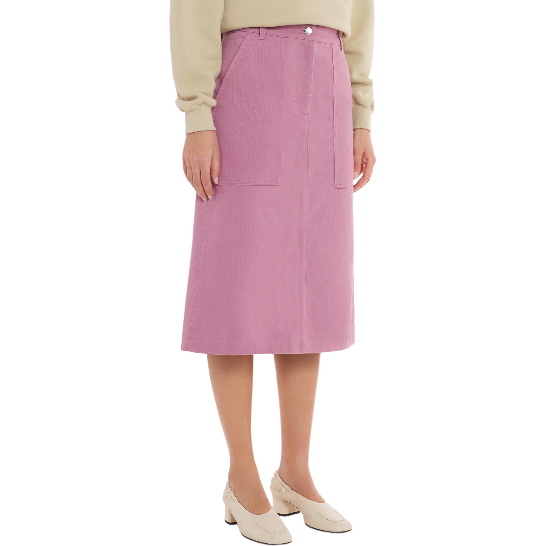 Details for (W) Maison Kitsune SS24 Skirt Denim Lurus Pink Solid Panjang Sederhana MW01502WW5007-P527