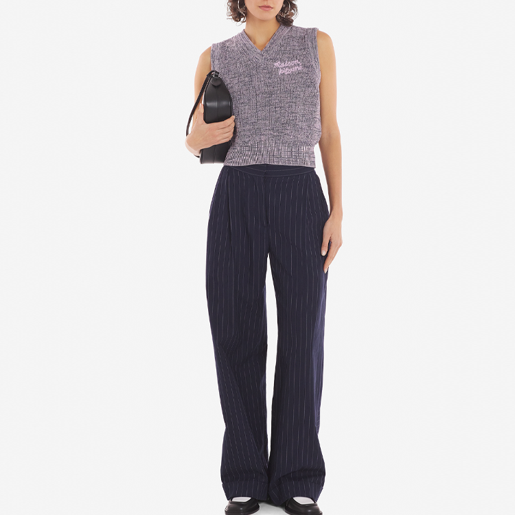 Shop (W) 메종 키츠네 SS24 브이넥 패치 크롭 베스트 라일락 믹스 MW00813KT1108-H502