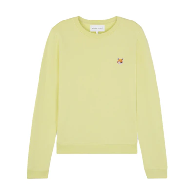 (Women) Maison Kitsune SS24 Logo Crewneck Pullover Sweatshirt Chalk Yellow LW00302KM0001-P712