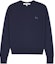 Buy (W) Sweater Krewneck Maison Kitsune SS24 Biru Gelap dengan Fox Patch. MW00816KT1036-P492