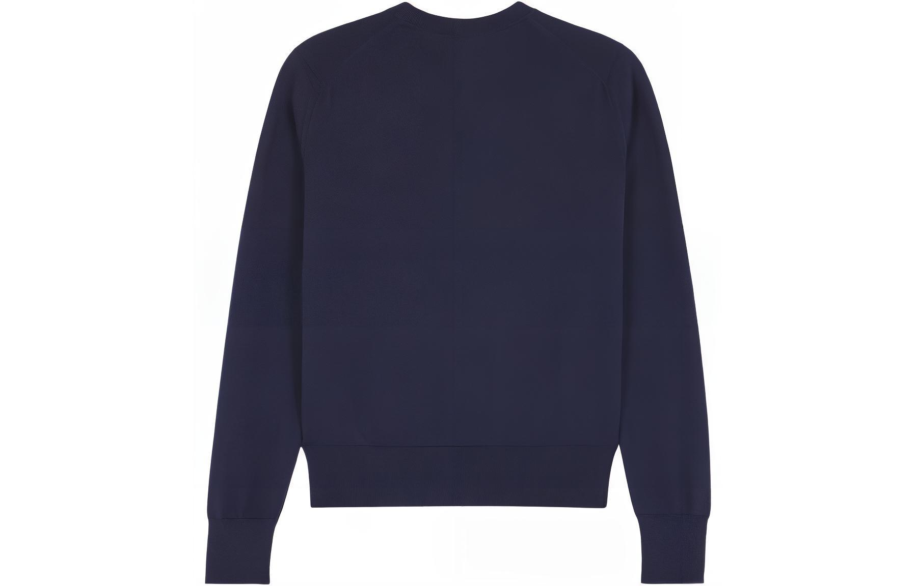 Lookbook (W) Sweater Krewneck Maison Kitsune SS24 Biru Gelap dengan Fox Patch. MW00816KT1036-P492